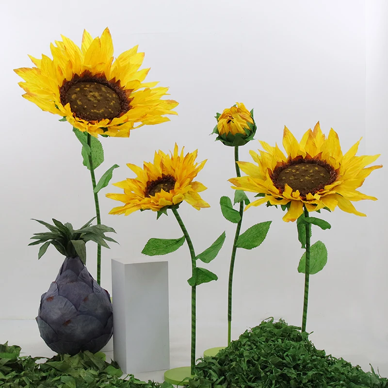 EG-VK013 Wedding stage decorations handmade silk artificial sunflowers plastic big large head giant sunflower