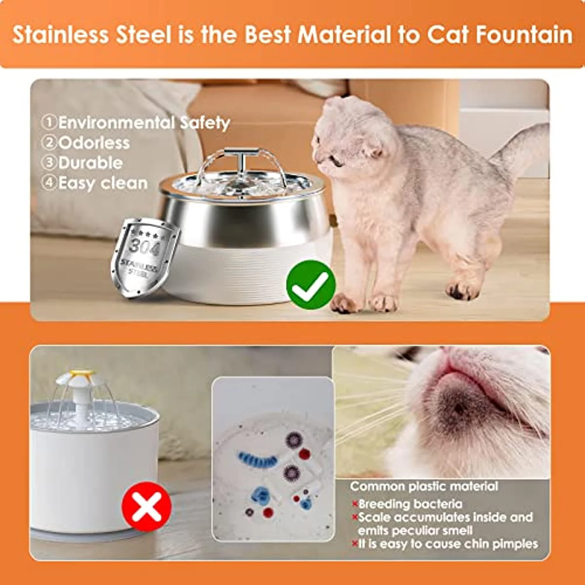 NEW Stainless Steel Cat Water Fountain 3L Pet Water Fountain Ultra-Quiet Pump Drinking Fountain Dispenser Pet Manufacturer
