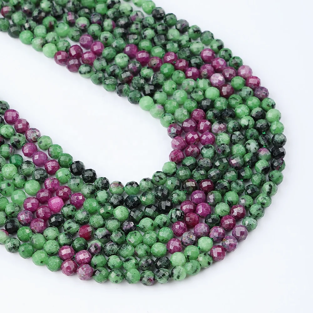 Wholesale A+ Natural Ruby Zoisite Epidote 4.2mm Faceted Beads Loose Gemstone Crystal and Stone Beads for Jewelry Making DIY