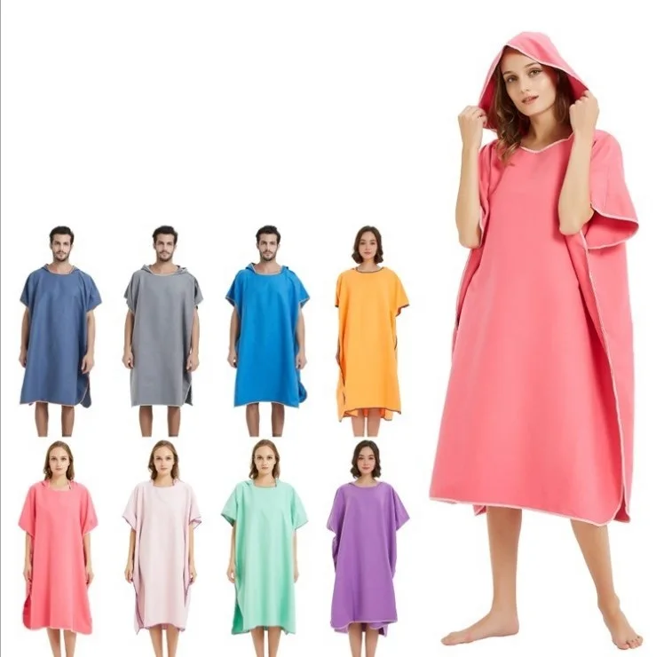 Unisex Large Towel  Beach Bathrobe  For Changing Beach Changing Clothes  Cape Quick Drying Cape With Hat Microfiber Bathrobe