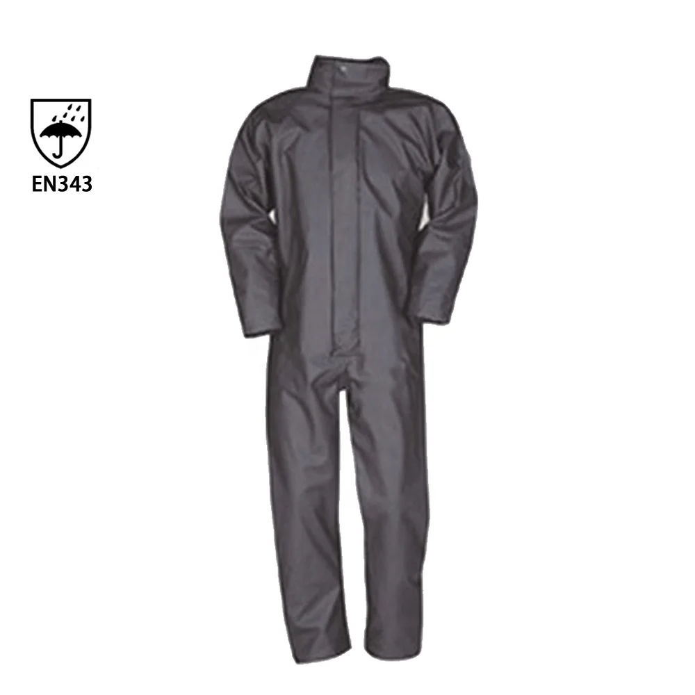 PU mens waterproof workwear suit rain wear coverall with EN343 nomex