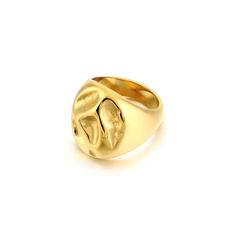 Kalen Trendy Metal Geometric Lava Ring Fashionable Personalized Concave Convex Titanium Steel Ring Wholesale