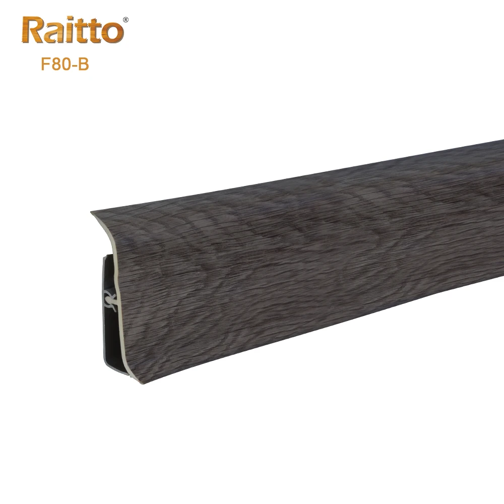 F80-B, RAITTO New Products Plastic Flooring Profile Tile Foam Skirting Board Color PVC Foam Baseboard