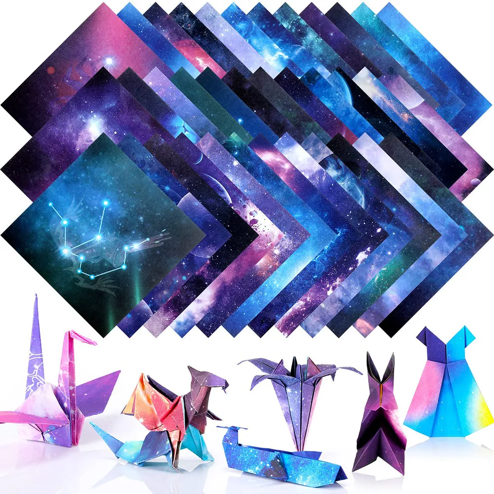 Bview Art Double Sided Sky Scrapbook Paper Galaxy Outer Space Star Pattern Origami Paper for Arts Crafts School Kids Teachers