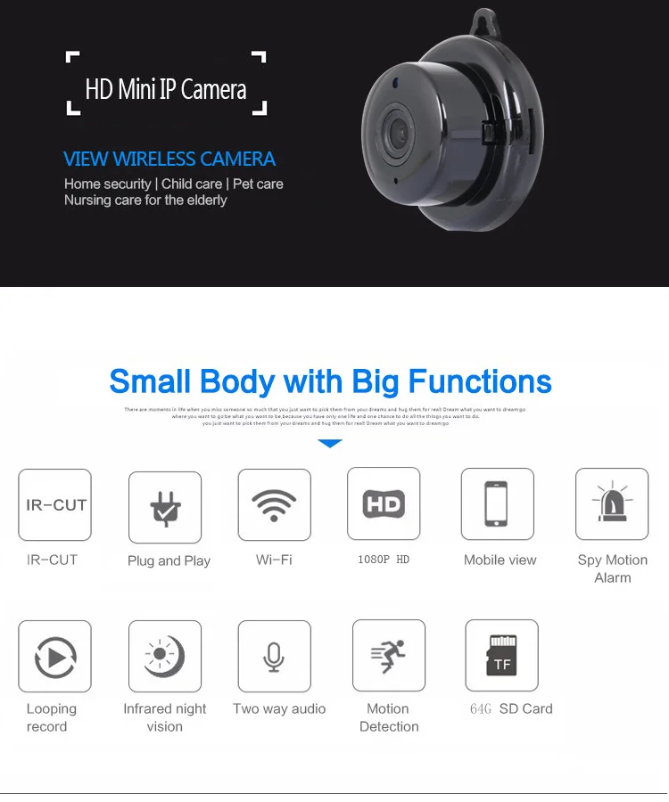 Мини Ip-камера v380 с дистанционным мониторингом Wi-Fi-камера беспроводная Hd-камера 1080p мини-Wi-Fi-камеры высокого качества