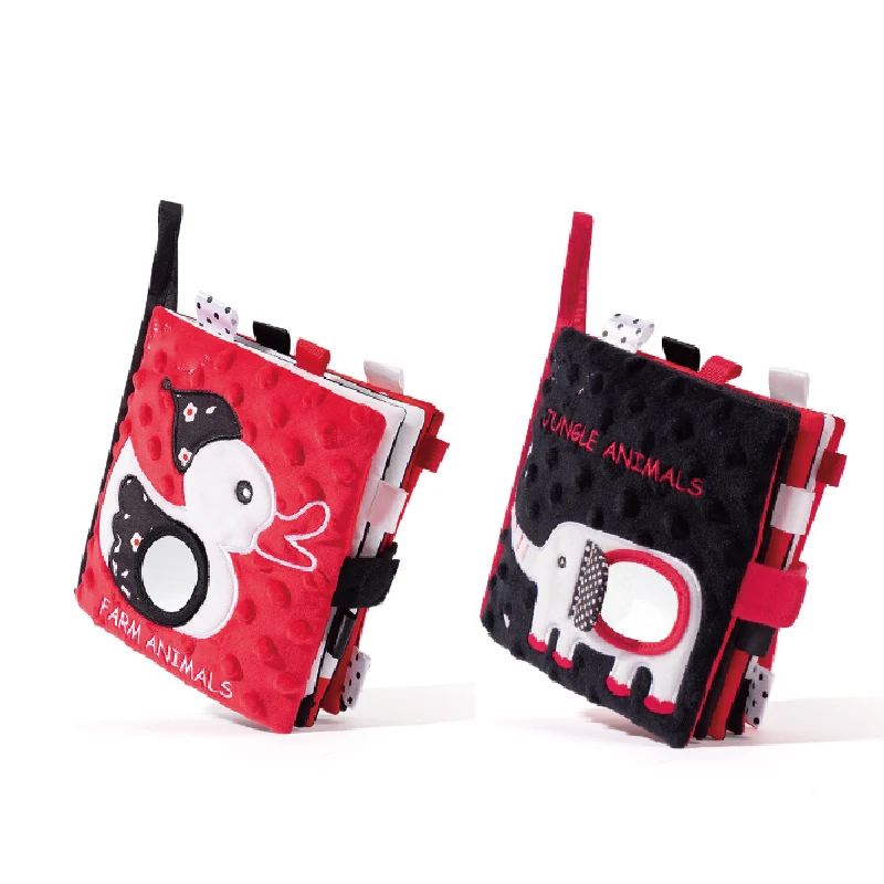 SEEJOYOU OEM Custom Montessori Educational BWashable kids cloth books Soft baby fabric book soft cloth baby black white books