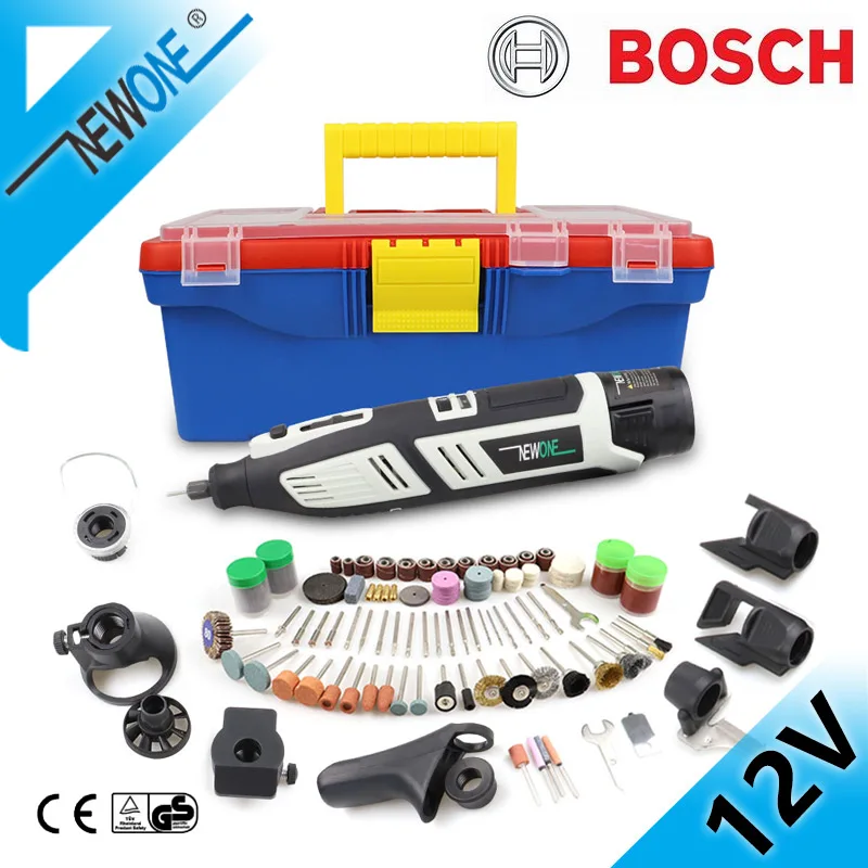NEWONE 12V Electric Rotary Tool Kit Variable Speed 108Pcs Accessories with shaft & Carrying Case,Sander, and Polisher-Includes