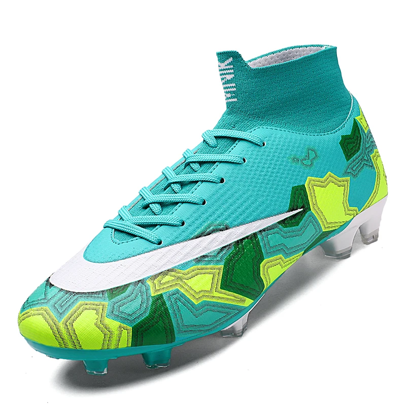 
Soccer Shoes Cleats Turf Football -Boots Sport Sneakers High Ankle Kids Indoor 