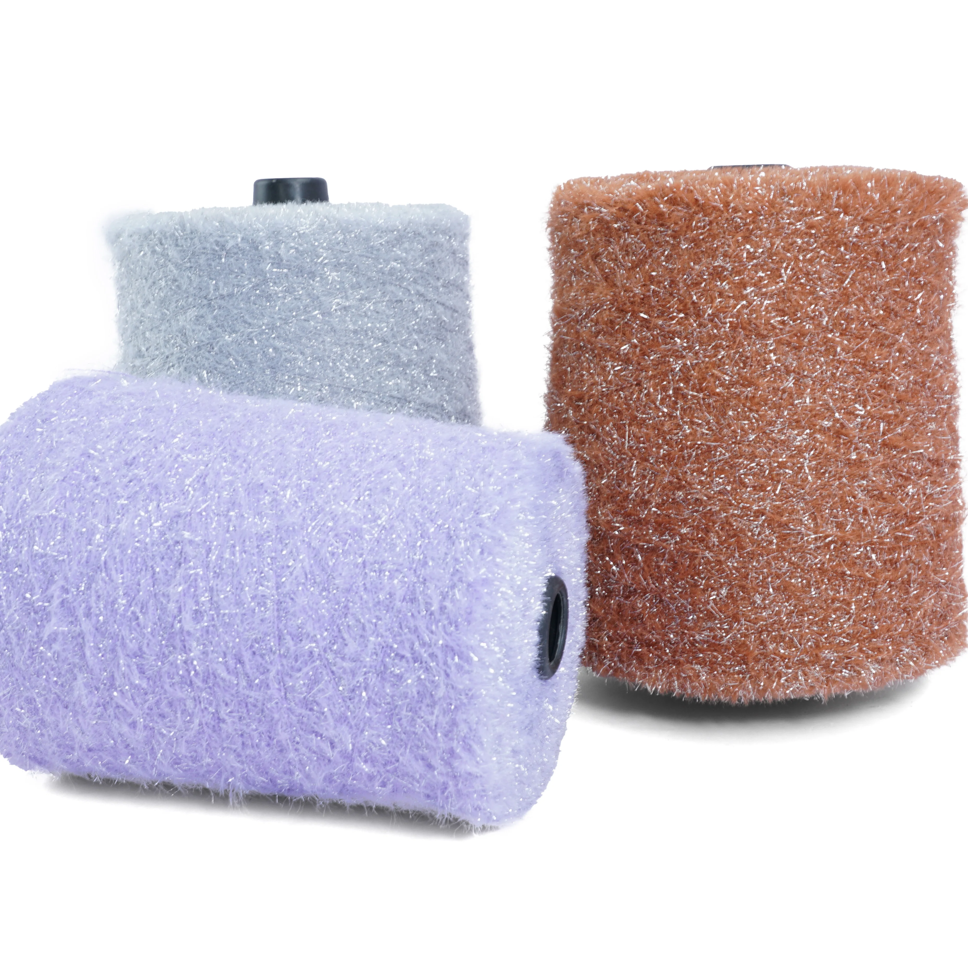 11mm Soft Silver Imitate Mink Yarn for Knitting Coat Sweaters Nylon Feather Yarn for Blend yarn