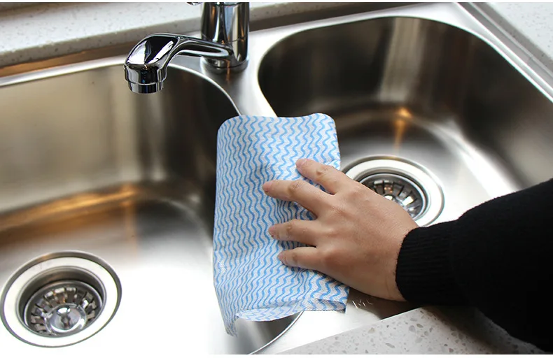MRTONG Non-Woven Fabric Washing Cleaning Cloth Towels Kitchen Towel Disposable Striped Practical Rags Wiping Scouring Pad