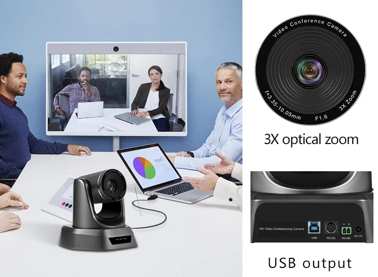 1080p Full hd webcam 3x optical zoom webcam with remote control for computer HD PTZ conference camera