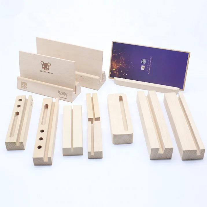 Simple phone holder wooden,desktop ornaments wooden base note stand,calendar postcard base stand