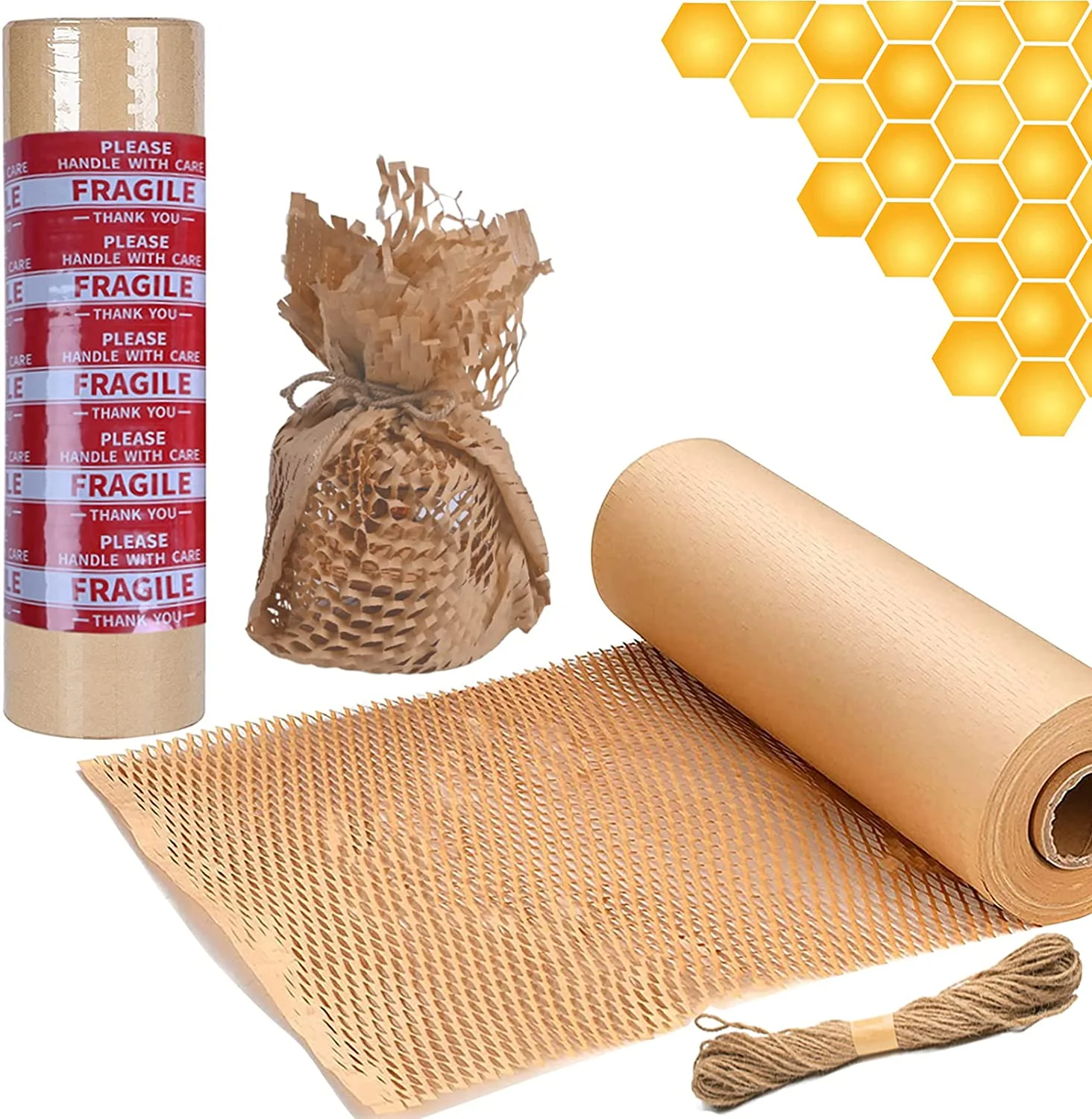 High Quality Kraft Wrapping Paper Eco-Friendly Wrap Packaging Cushion Kraft Honeycomb Paper Roll