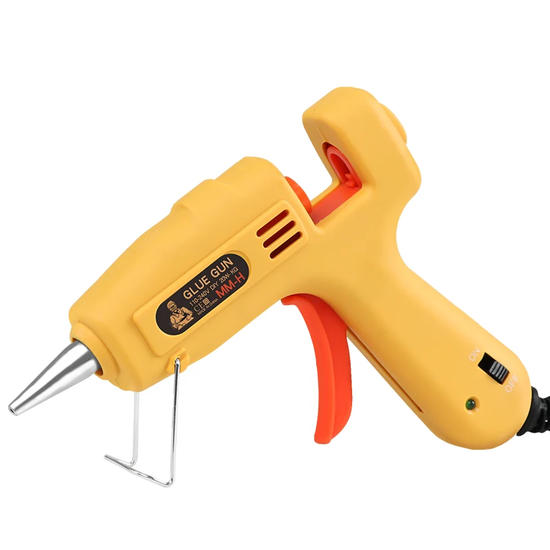 Mini hot glue gun 20W power with switch and indicator light for quick home repairs, crafts, DIY and holiday decorations