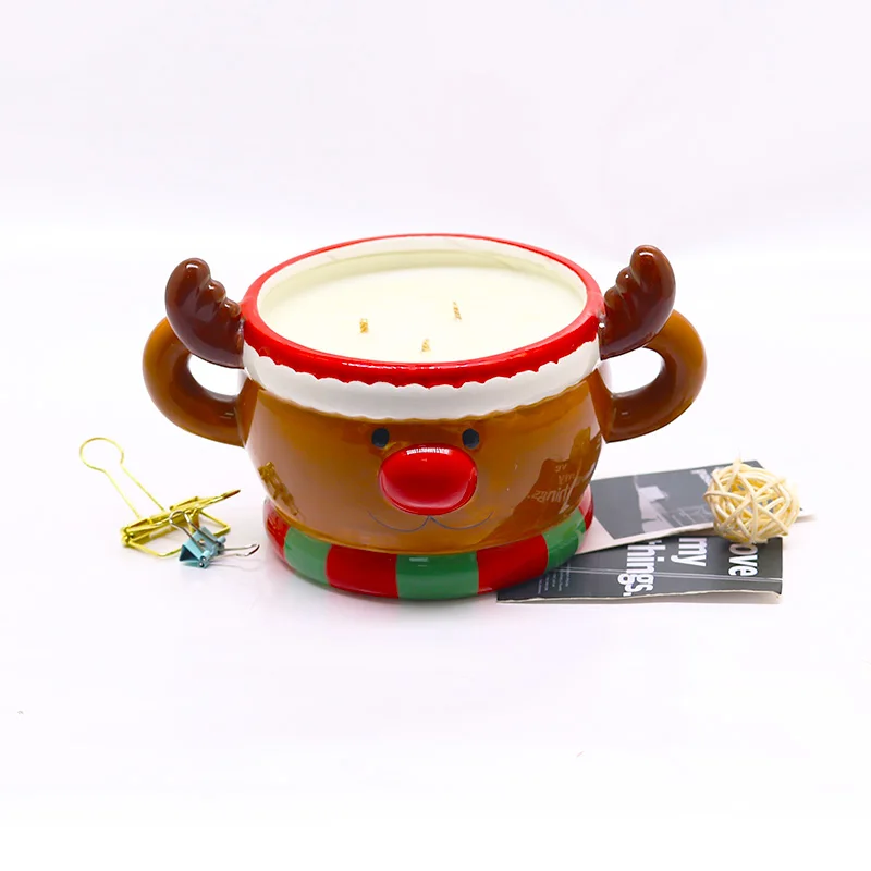 Luxury Christmas Decoration Decorative Candle Gifts Set Romantic Ornament Deer Elk Shaped Scented Candles Customized Brown 150g