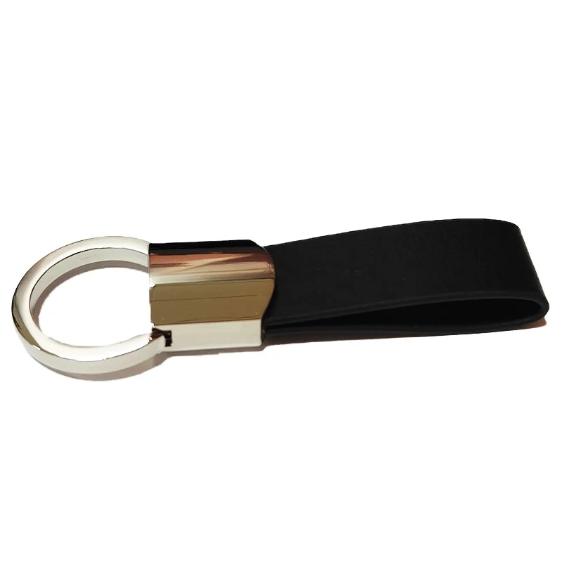 Factory Wholesale Metal Leather Keychain LOGO Engraving Laser PU Leather Keychain