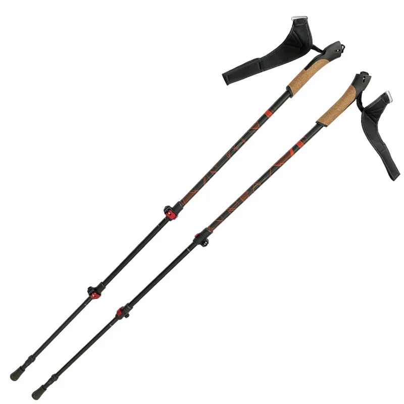 Ultralight  OEM Customized Aluminum 7075  Walking Hiking Sticks Trekking Poles Custom 3 Section Telescopic Nordic Walking Poles