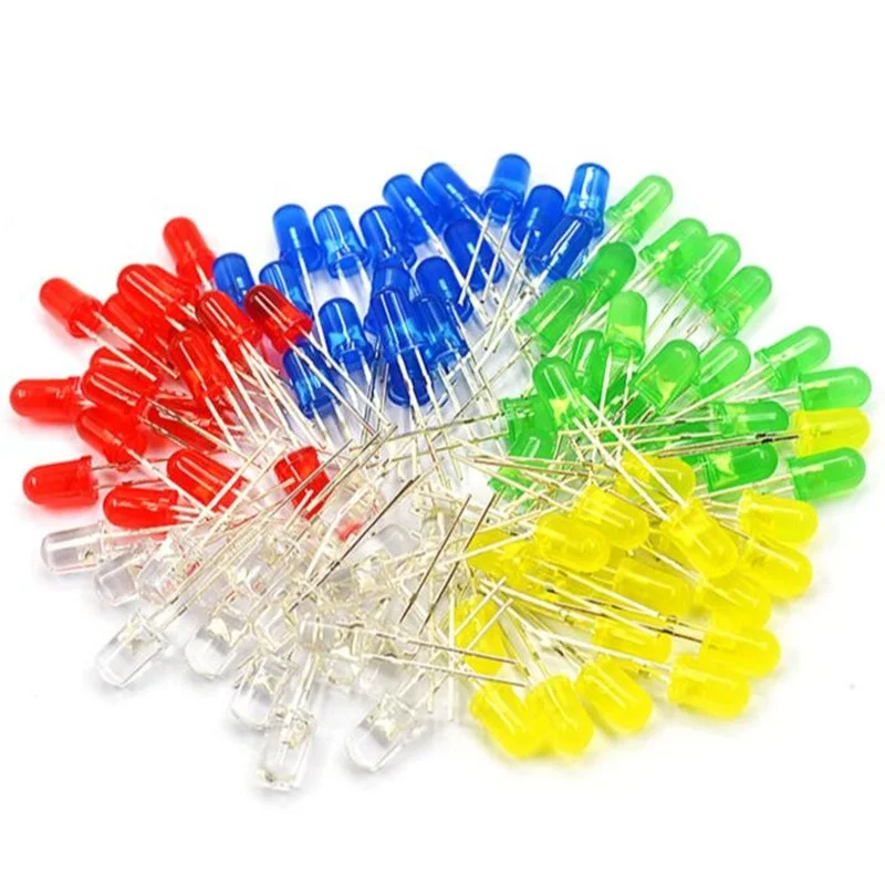 Светодиодный Диод 5 мм белый зеленый красный синий желтый светодиод «сделай сам» светоизлучающий