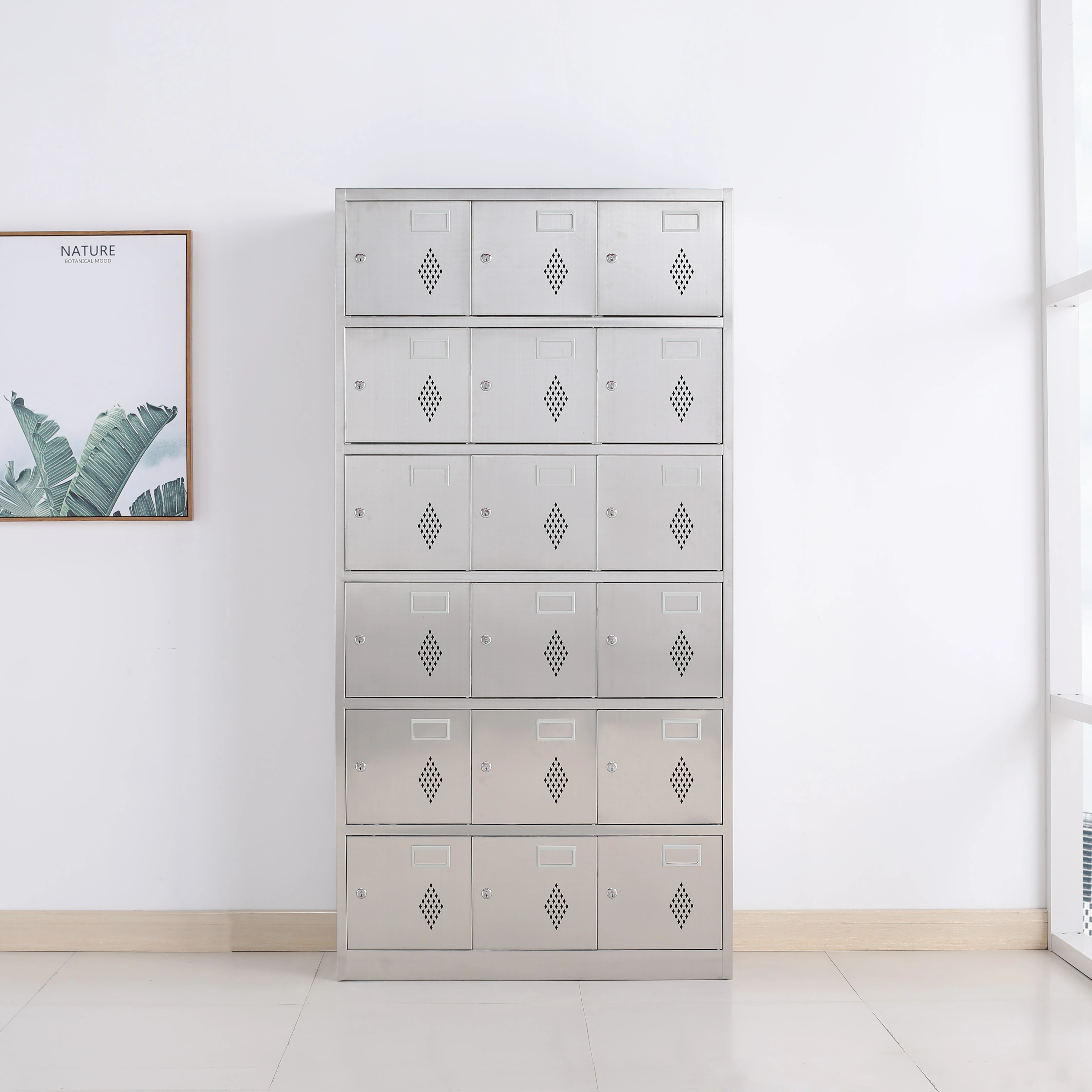 18 doors staff locker stainless steel waterproof Shoe cabinet multi-function storage Enterprise