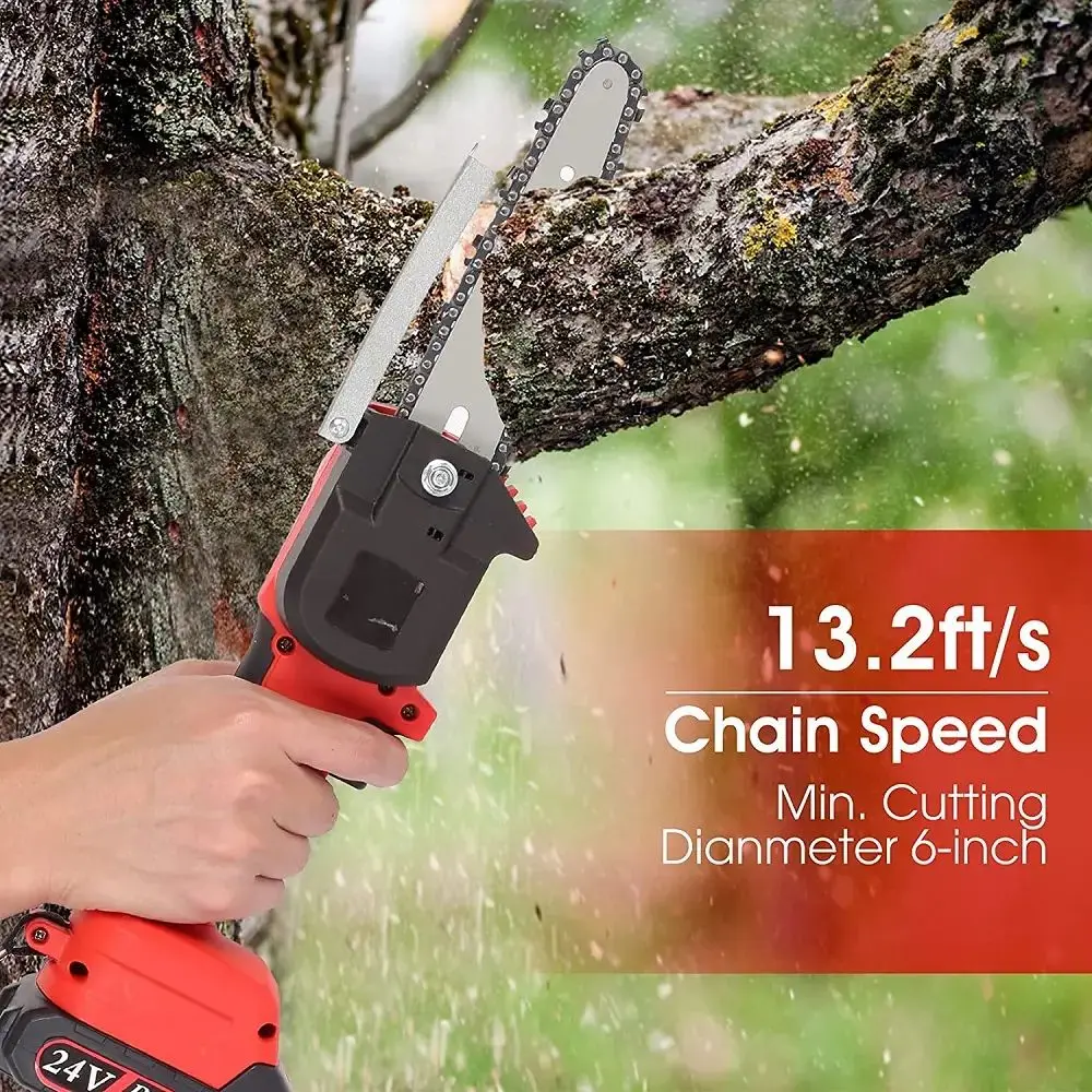 Portable Wood Cutting Machine Electric Chainsaw Cordless Mini Handheld 6 Inch Chainsaw
