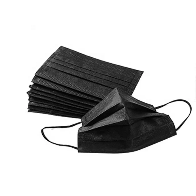 Disposable protective surgical face mask black Customized wholesale non-woven 3ply medical black face masks