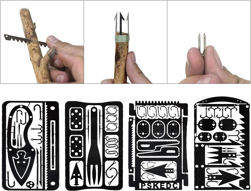 4pack Multi Tool Survival Gear Credit Card Camping Multipurpose EDC Fishing Hooks Gift Idea Ohter Outdoor Equipment