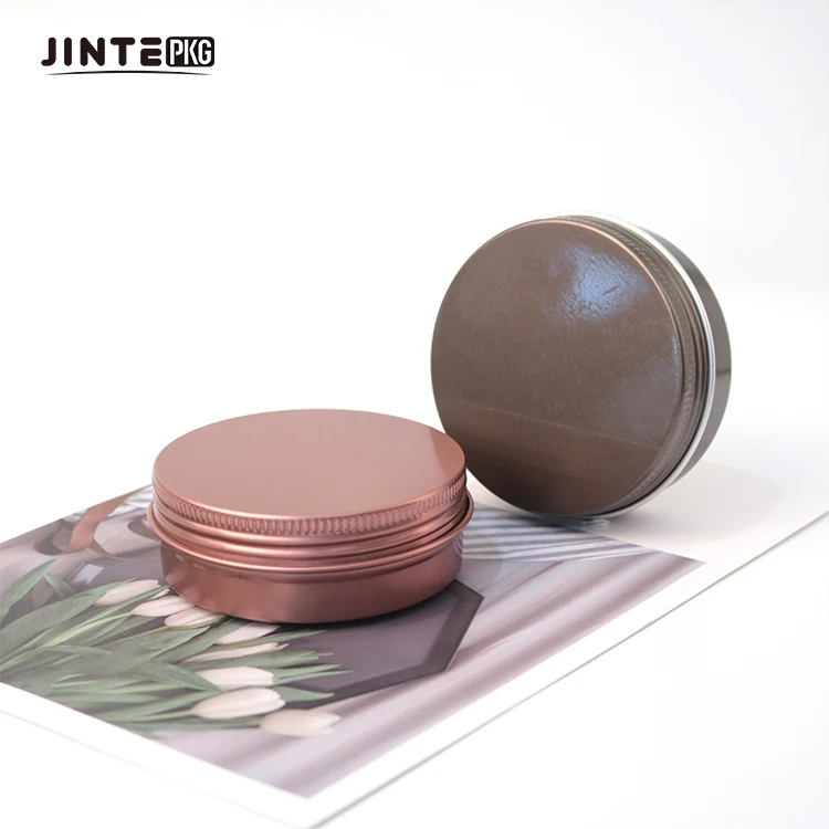 Wholesales 30g 60g 100g 200g 250g Aluminum metal Rose Gold Black Lids Empty Aluminum Cans 4oz Cosmetics Jar