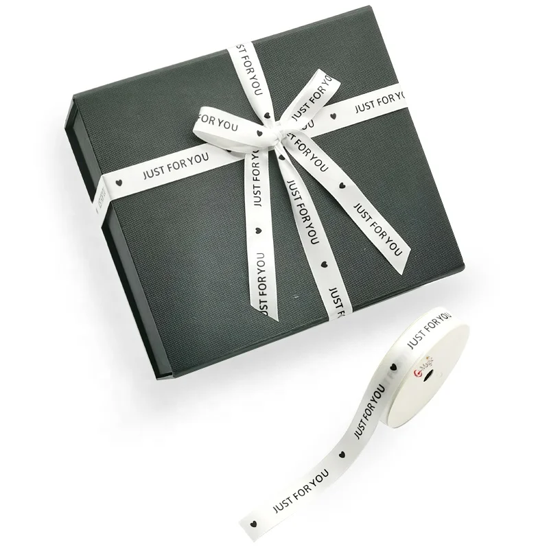 E-magic Custom Muslim Eid Mubarak Ribbon 25 mm Goil Foil Printing Ramadan Ribbons Printed Satin Ribbon for Gift Wrapping