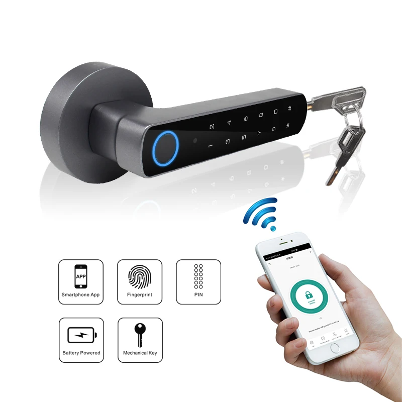 Mobile Phone Smart Bluetooth Keyless Keypad Biometric Fingerprint Door Lock