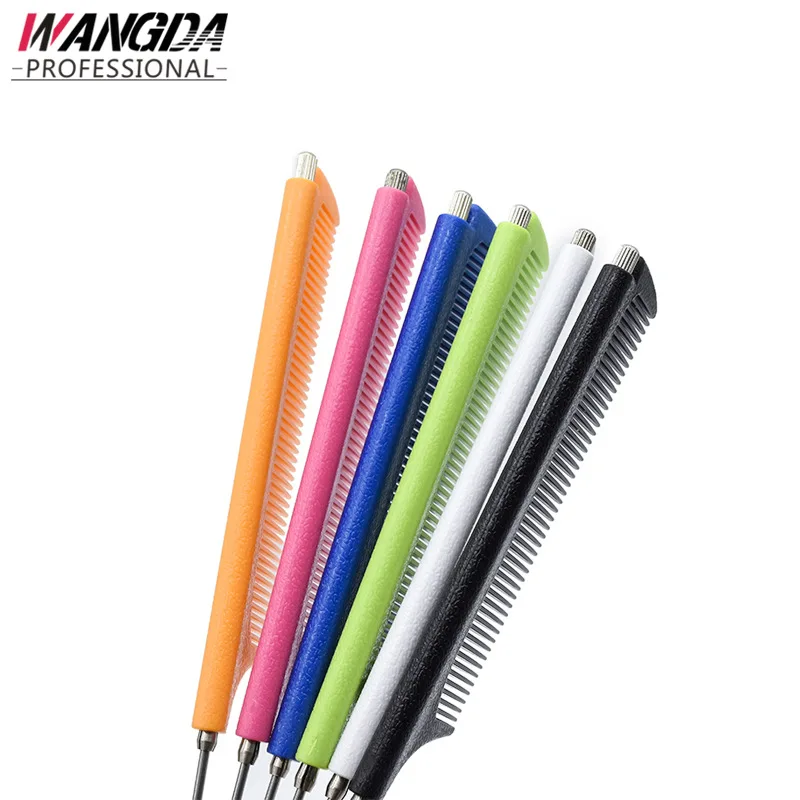 Hot customized private label Pink Hair Tinting Parting Comb salon styling metal pin rat tail carbon braiding comb for women
