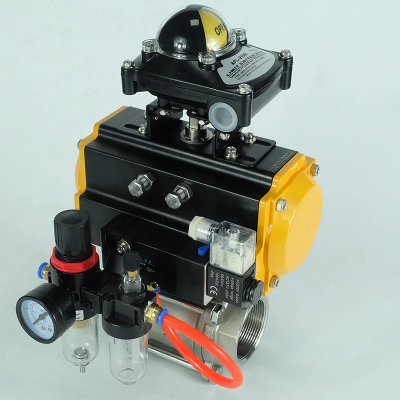 DKV Air Control Wafer Type Ball Valve Double Acting ss304 FRL solenoid positioner Pneumatic actuated Ball Valve