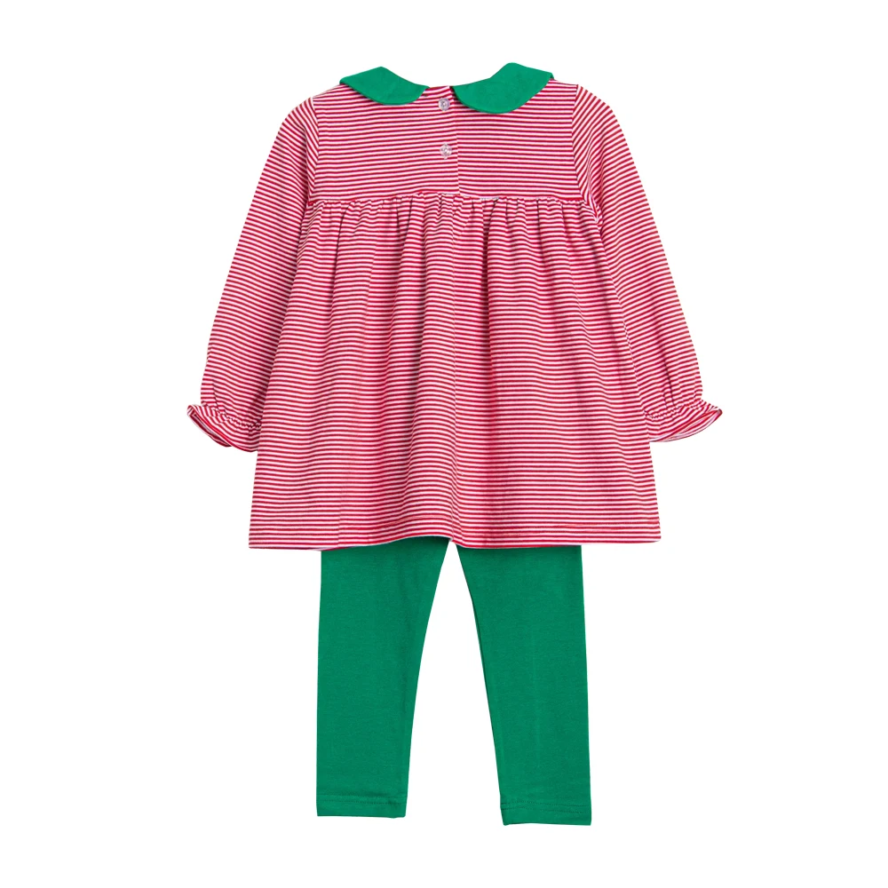 Red and white stripe child girls leggings set Christmas knitting long sleeve kids toddler girls clothing sets