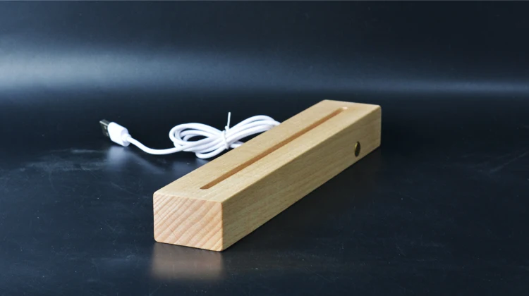 DIY USB rgb led multi light 3D acrylic display  cordless  walnut wood base light