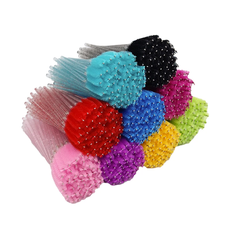 Supplier Cleaning Nylon Glitter Handle Bendable Eyelash Extension Brush Applicator Disposable Lash Mascara Spoolie Eye Wand