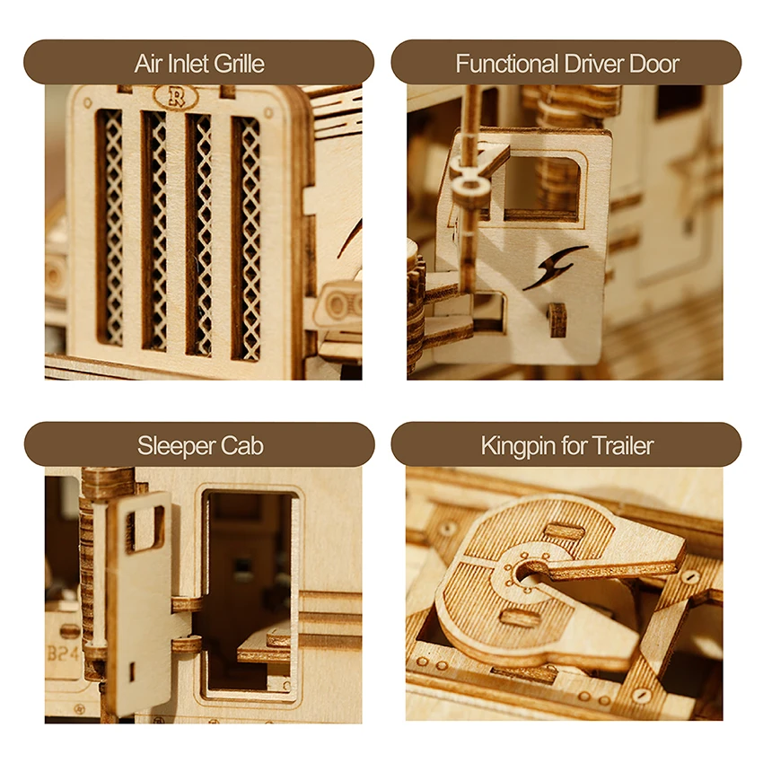 CPC Certificated Robotime Rokr MC502 3D DIY Wooden Heavy Truck Car Puzzles Wood Crafts