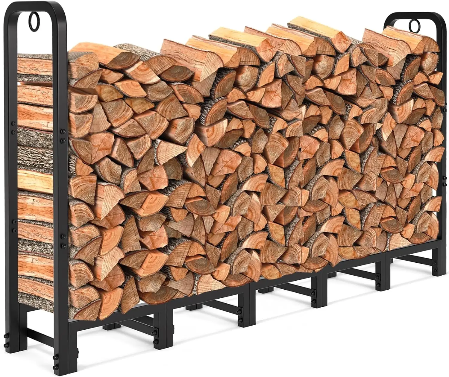 6FT High-capacity Steel Indoor & Outdoor Fire Pit Wood Storage Accessory Firewood Log Rack & Tool Set