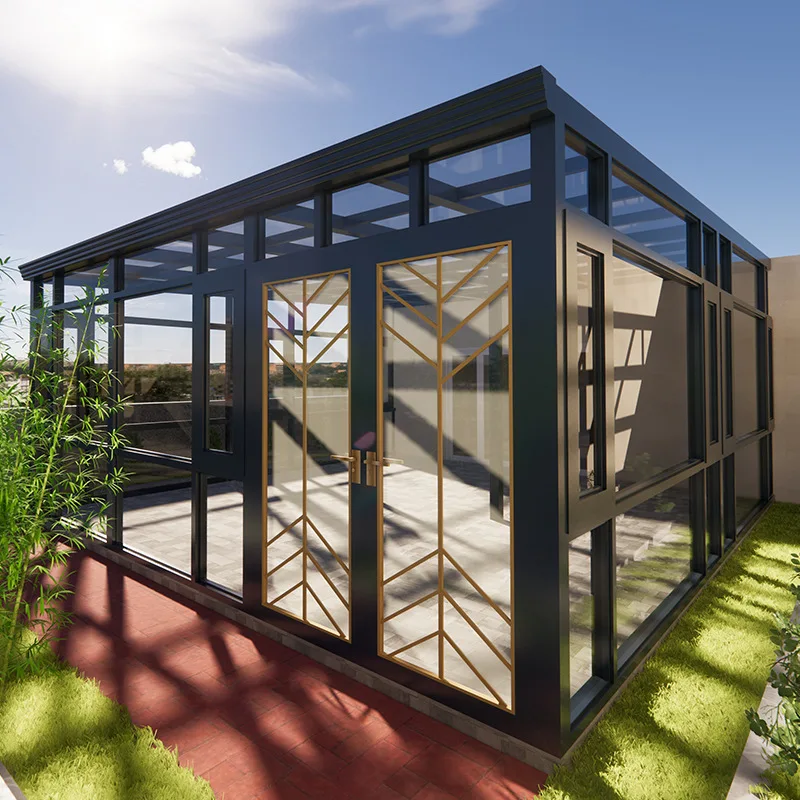 Zonron New Design All Season Prefabricated Winter Garden Patio Enclosure Modern  Free Standing  Sunrooms Glass Houses