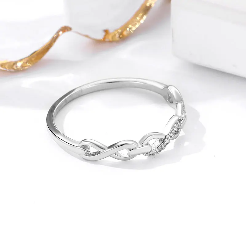 Cheap Minimalist Cute S925 Sterling Silver Ring, Unusual Geometric Design Finger & Pinky Ring For Women