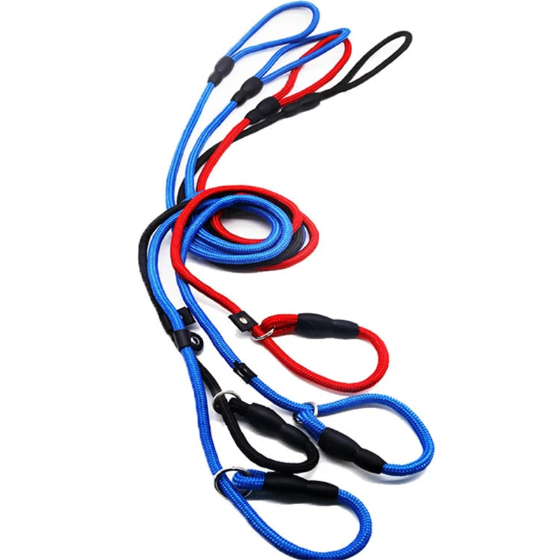 Round Dog Traction Lead Strap Collar Dog Rope Leash Spot Adjustable Nylon Fur Lamb Pet Leash Support 10 Pieces Padded Striped
