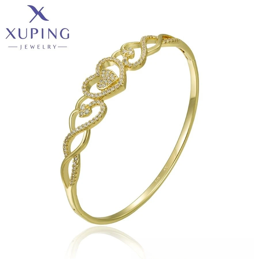 X000456148 Xuping Jewelry 14K Gold Color New Heart Shaped Creative Bangle Fashion Elegant Simple Women Daily Versatile