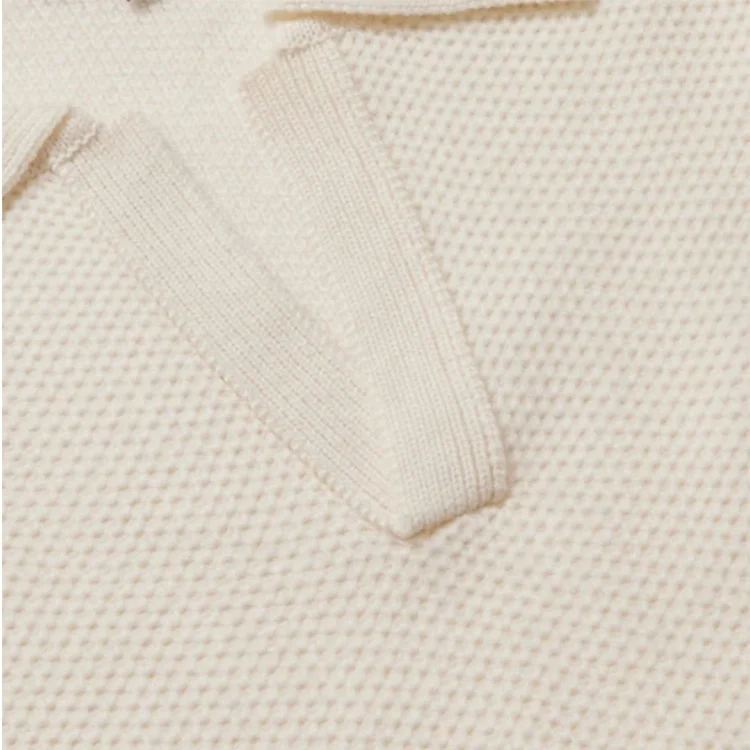 knitwear manufacturer custom autumn winter cream polo collar long sleeve pullover wool cashmere sweater men