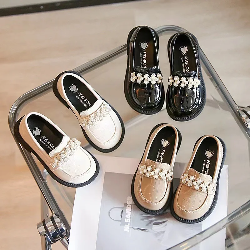 low heel children girl oxford shoes slip on loafer for school uniform dress shoes children school black leather shoes