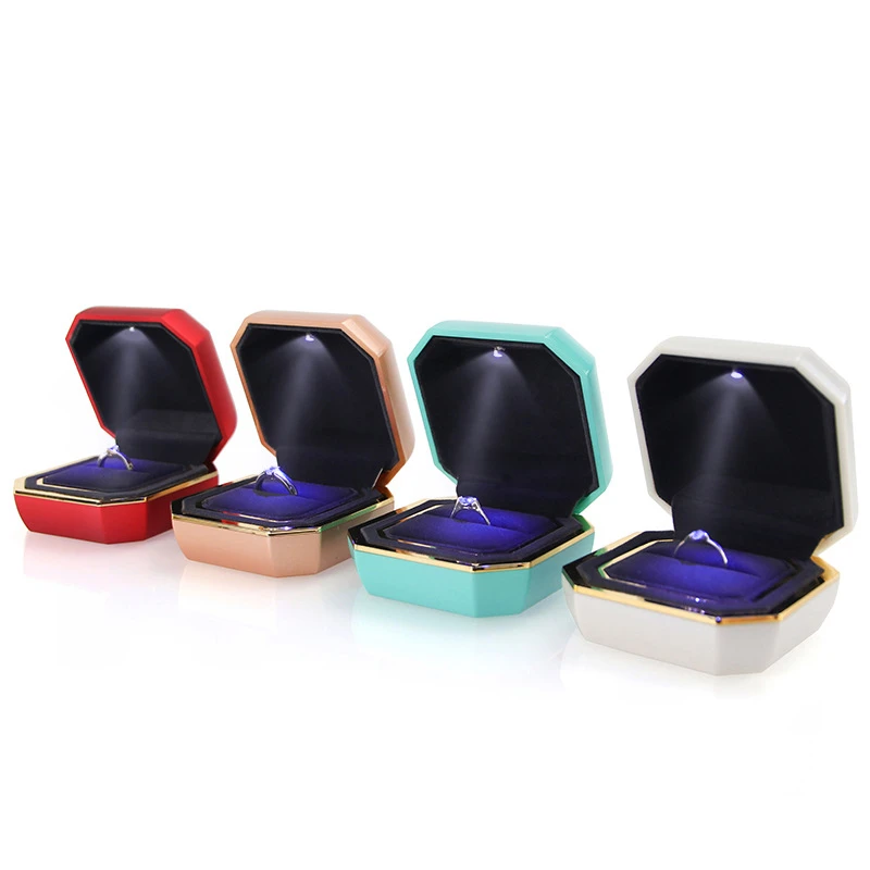2021new design led light jewelry packaging box led jewelry ring box With Light Ring Led Box Jewelry