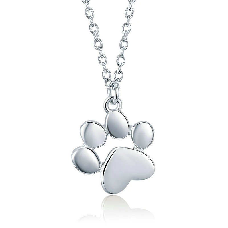 Drop Shipping 925 Sterling Silver 18k rose gold plated Animal Footprints Dog Cat Footprints Paw Necklaces Pendants