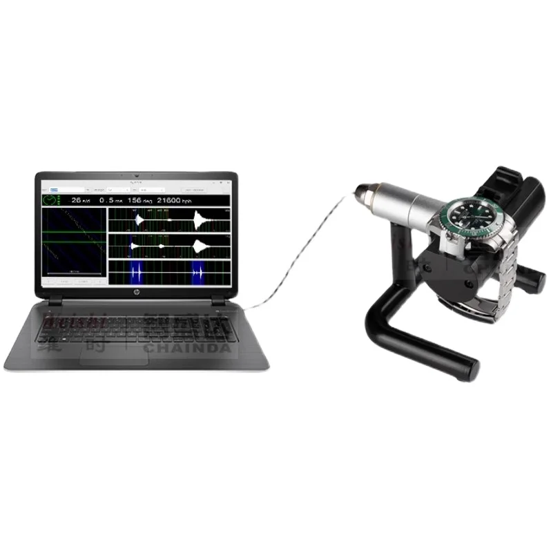 Mechanical watch movement tester linked to computer for measuring the day difference and time of the watch