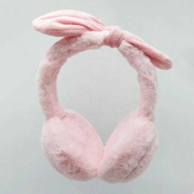 Girl headband Winter warm bowknot furry earmuff plush earmuff headphones for Christmas
