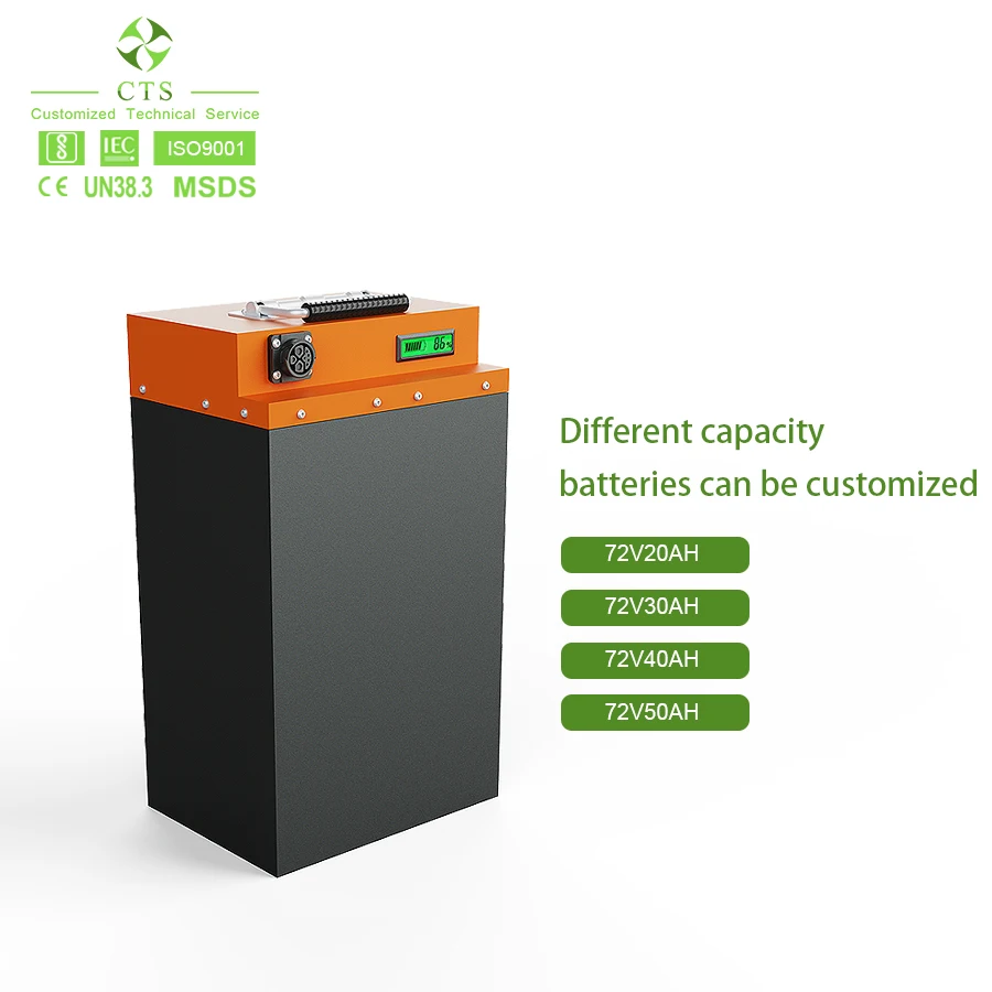 CTS Deep Cycle 2000W E-motor Power Battery  48v 60v 72V 20AH 30AH 40AH 50AH 60AH Rechargeable Lithium Iron LiFePO4 Battery Pack