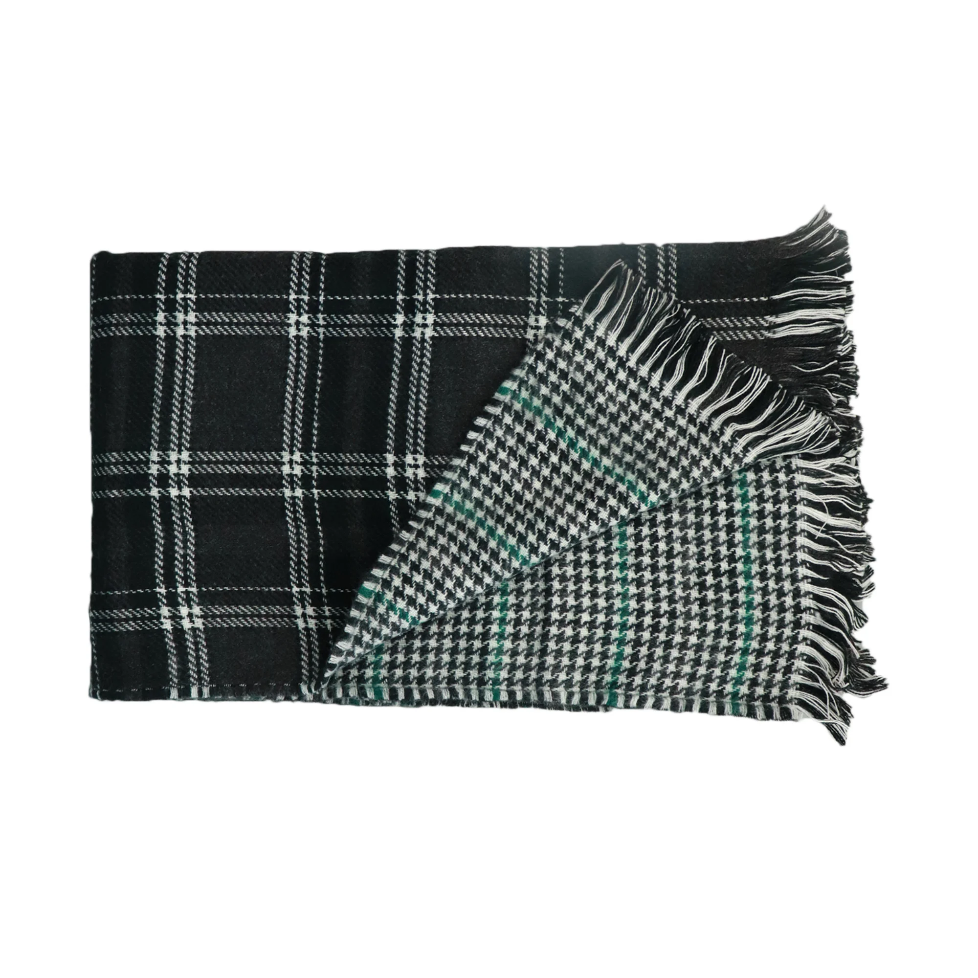 Модный популярный зимний теплый мягкий акриловый двухсторонний квадратный женский клетчатый шарф в клетку