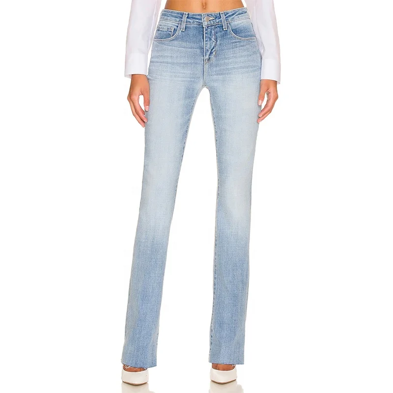 Wholesale High waist elastic drape full-length Vintage Blue new jeans for women