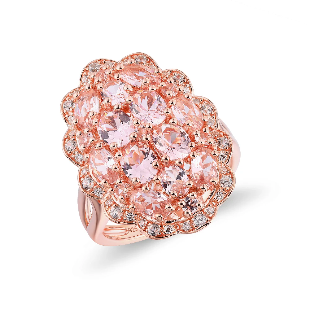 
High Quality Fashion Pink Morganite Natural Zircon Gem Ring Classic 925 Sterling Silver Jewelry Lady Jewelry Wedding Ring 